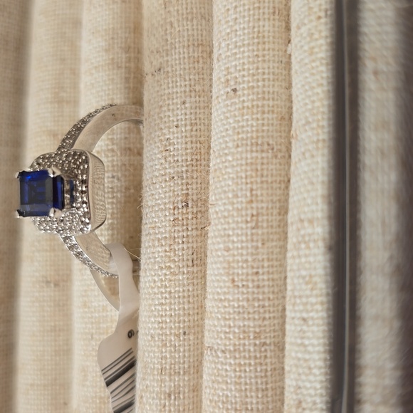 KOHL'S BRAND STERLING SILVER BLUE & WHITE LAB CREATED SAPPHIRE RING SIZE 7 - Picture 16 of 16